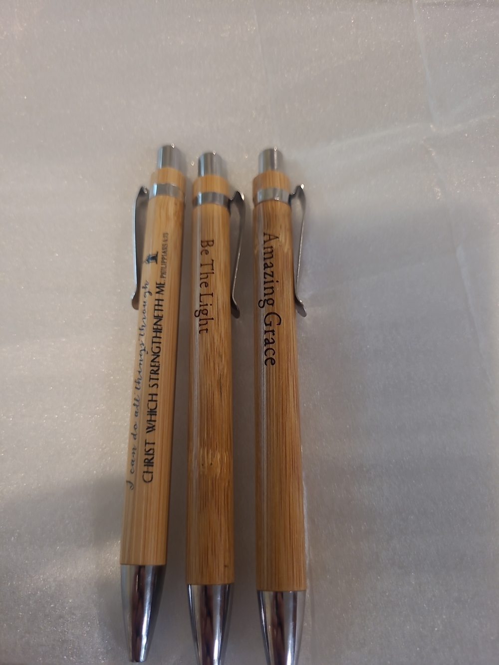 Bamboo Ballpoint Pen with Inspirational Engraving - Natural Brown 3 Pack